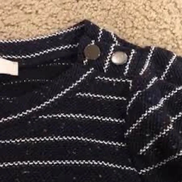 Loft | Shimmer Striped Shoulder Button Ruffle Dress Small - Picture 4 of 4